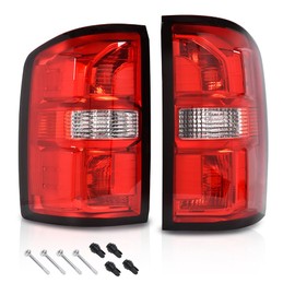 CNNELL Tail Lights Brake Lamps w/o Bulbs Compatible with GMC Sierra 1500 2014-2018/Fit For GMC Sierra 2500 HD 2015-2019/Fit For GMC Siera 3500 HD 2015-2019 Red lens Clear Bottom