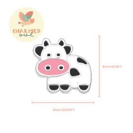 925 Sterling Silver Cute Animal Children's Stud Earrings, Cow