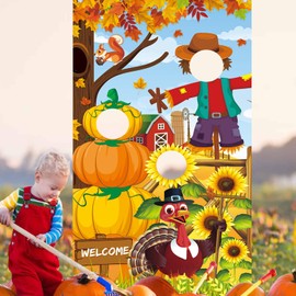 Thanksgiving Photo Backdrop Decoration, Fall Festival Decorations with Pumpkin Photo Booth Props Background, Fall Festival Games Door Cover for Indoor Outdoor Autumn Party Decor Favor Supplies