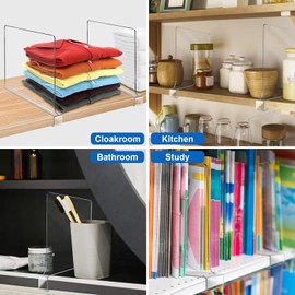 12 Inches [Extra Tall Version] Clear Shelf Dividers for Closet Organization and Storage, 6 Pack Purse Organizer for Closet Acrylic Adjustable Bookshelf for Organization, Perfect for Sweater, Clothes