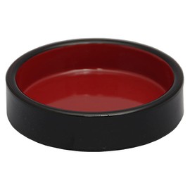 Fukui Craft Ohitsu Musashino Rice Dish, Made in Japan, Black Brush Inner Vermilion Coating (Medium Core), Diameter 4.6 inches (118 mm)