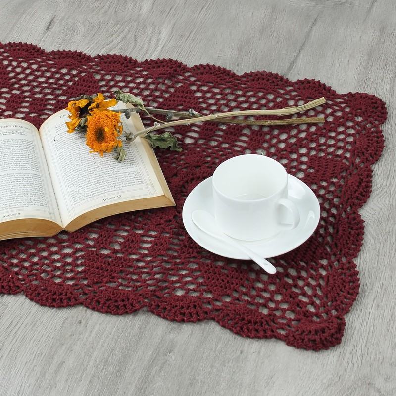 kilofly Handmade Crochet Lace Rectangular Table Runner 15 x 51