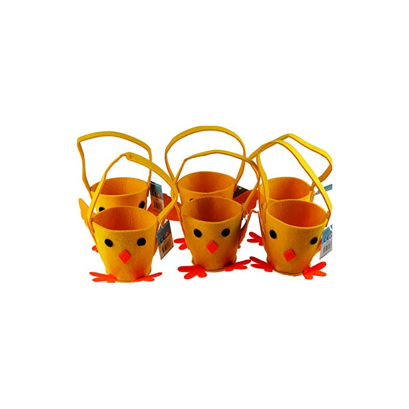 Gem Imports Set Of 6 Easter Chick Felt Fabric Buckets/Baskets