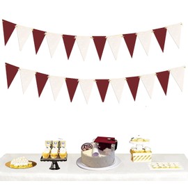 Graduation Decorations Maroon White 2025/Maroon Graduation Party Decorations Triangle Bunting Banner Maroon Grad Backdrop Burgundy Birthday