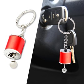 Jsorum Six Speed Manual Transmission Gear Shift Fidget Toy Keychain, Automotive Part Car Keychain Key Chain Accessories (Red)
