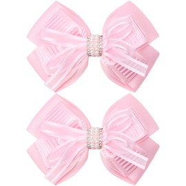 ZOLYCO 4.5-Inch Hair Bows Alligator Clips Delicate Pearl Hair Accessories for Girls, Toddler, Kids and Women Daily Dress Up Birthday Wedding Christmas Occasions- Set of 2