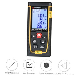 SNDWAY Handheld Digital Laser Distance Meter Portable Mini Range Finder High-precision Rangefinder with 30 Groups Data Storage LCD Display Backlight 2 Bubble Levels Diastimeter Distance Area Volume Measurement (50m)