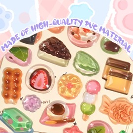 Cute Sparkly Fantastic 3D Floating Stickers - Kawaii Small 3D Sparkle Japanese Style Dessert Fun Colorful Décor for Phone Cases, Notebook - Sheets Glitter Shiny Resin Decals