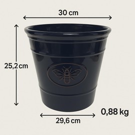 Divas World Bee Embossed Glossy navy blue Planter 30cm x 25.2cm, 0.88kg – Decorative Flower Pot for Garden, Patio, and Home Decor