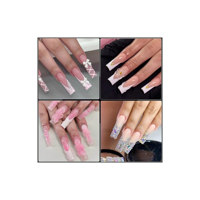 Long Square Nail Tips, 240Pcs Full Cover Soft Gel Nail