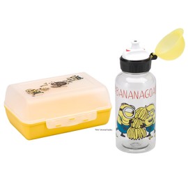 WMF Minions Kinder Lunchbox mit Flasche 2-teilig, Brotdose Kinder mit Fächer, Tritan-Trinkflasche Kinder, ideal für unterwegs, BPA frei