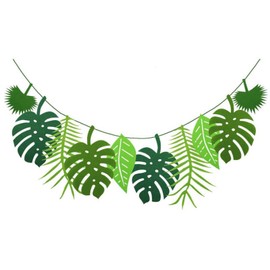 TopHomer Tropical Leaf Banner Hawaiian Party Leaves Garland Summer Beach Theme Wedding Birthday Party Decor for Hawaii Luau Party Decor Felt Wall Hanging Banner 1 Piece