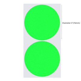 Hycodest 76mm Fluorescent Round Colour-Code Labels Blank Dot Stickers, Pack of 50 Labels (Green)