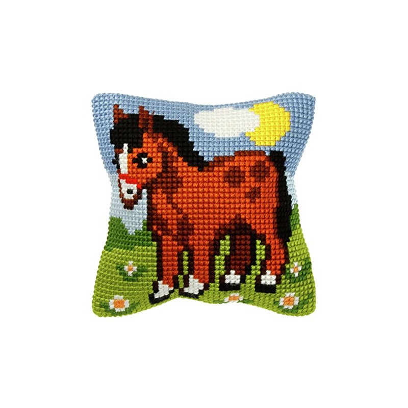 Pferd Im Feld Kreuzstich-Kissen