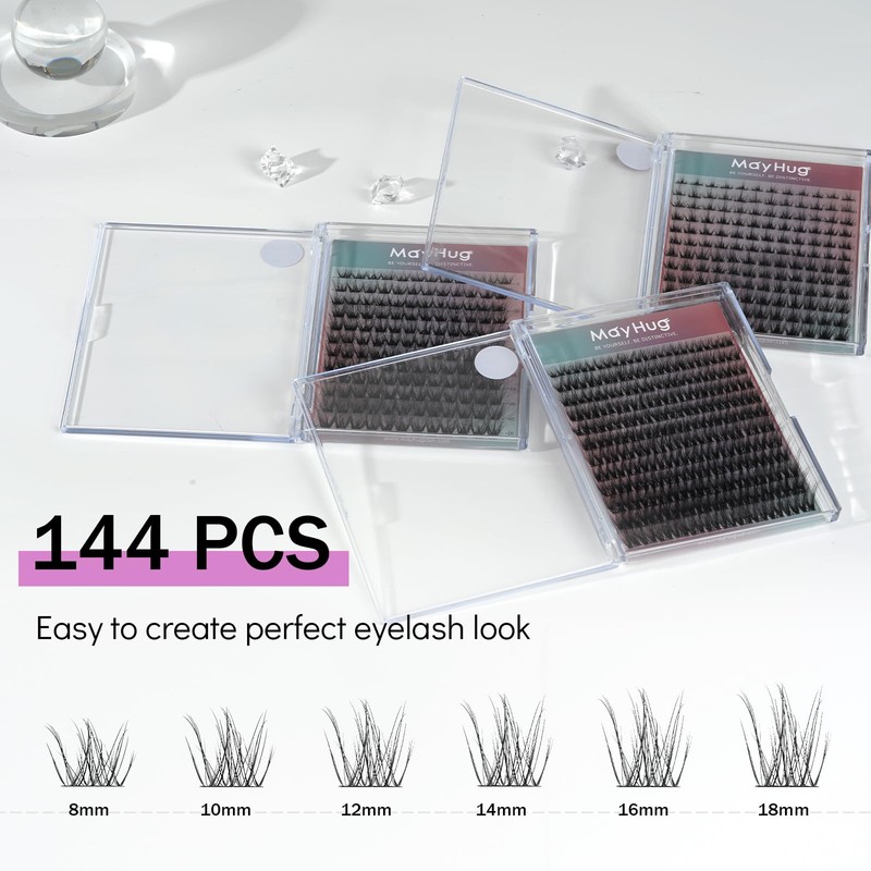 Mayhug Wimpern Extensions 3D Effekt Einzelne Wimpern 144 Pcs D