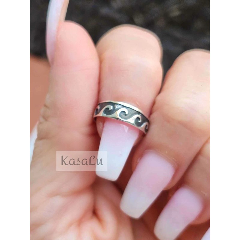 Sterling Silver Ocean Waves Band Adjustable Toe Ring
