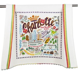 Catstudio Charlotte Dish Towel - U.S. City Souvenir Kitchen and Hand Towel with Original Artwork - Perfect Tea Towel for North Carolina Lovers, Travel Souvenir