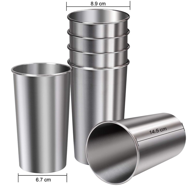 Ruisita 6 Pack 20 oz Stainless Steel Cups Metal Shatterproof