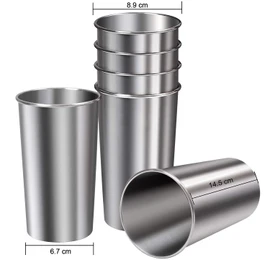 Ruisita 6 Pack 20 oz Stainless Steel Cups Metal Shatterproof Stackable Pint Drinking Cups for Adults or Kids (20 oz/600 ml)