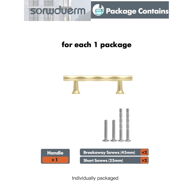 SORWDUERM Brushed Gold Cabinet Pulls 2 Pack 96MM Hole Center
