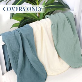 Hooyax Muslin Baby Lounger Cover Soft Organic Cotton Slipcover Fits Newborn Lounger for Baby Boys and Girls (Blue)