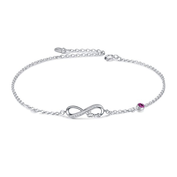 Infinity Anklet Sterling Silver 925 Women's Adjustable Infinity Anklet with