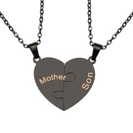 Mother and Son Matching Necklace Gift for Mom Birthday Christmas Gifts for Mom from Son Gifts for Moms Mother Son Heart Necklaces Gifts for Mommy Mama Gift Engraved