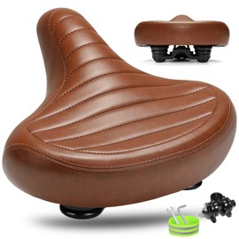 CDYWD Wide Bike Seat for Men Women Comfort, Large Soft Padded Bicycle Seat Cushion, Oversized Comfortable Replacement Saddle for City & Mountain Bicycle, Beach Cruiser, Ebike, Scooter, Stationary Bike