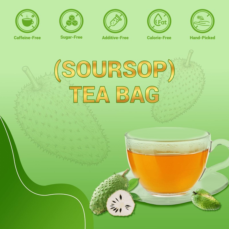 Soursop Leaf Herbal Tea (Graviola) - Caffeine & Sugar Free,