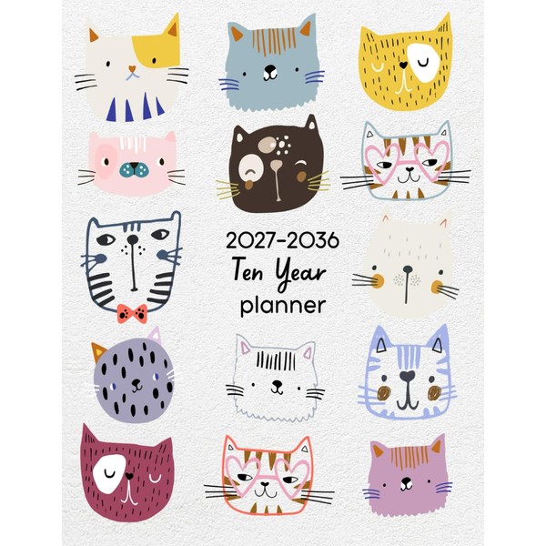 2027-2036 Ten Year Monthly Planner: 10 Year Calendar Organizer Two