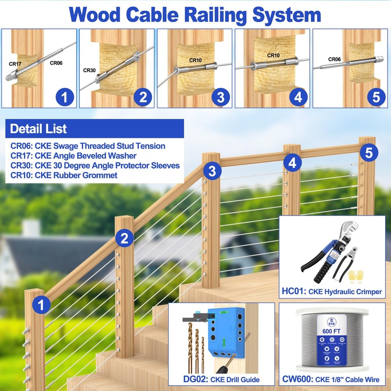 CKE 100 Pack Cable Railing Kit - Hand Swage Threaded