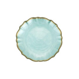 Vietri viva Baroque Glass Aqua Cocktail Plate, 6" D Gilded Snack Dessert Appetizer Server