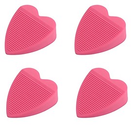 4 topes de goma para puerta, tope de seguridad en forma de corazón, protector de pared y reduce el ruido, soporte de puerta de cuña resistente para todo tipo de piso (4 piezas rosas)