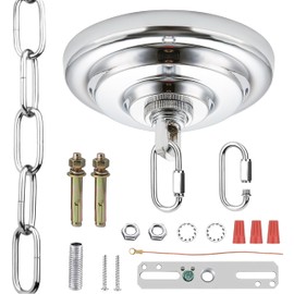 MAYOMAJO 5-5/16 Inch Light Canopy Kit with 6 Feet Hanging Chain, Heavy Duty, Replacement Cover Plate for Chandelier, Pendant Light, Swag Light, Ceiling Fan, Flower Basket or DIY Projects (Chrome)