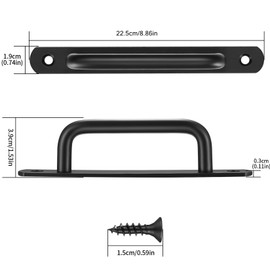 Pack of 2 Sliding Door Handles, Barn Door Handles, Stainless Steel Black Baking Varnish, Sliding Door Handle with Plate, Sliding Gate Handles, Cabinet Door Handles, for Barn Door, Sliding Doors, Garden Door Handles (225 mm)