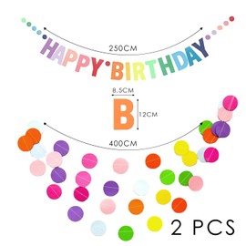 2 Pieces Happy Birthday Decoration Banners, Happy Birthday Letter Banners, Pre-strung Colourful Decorations, Birthday Decorations, Rainbow Party Supplies, For Kids Party Decorations