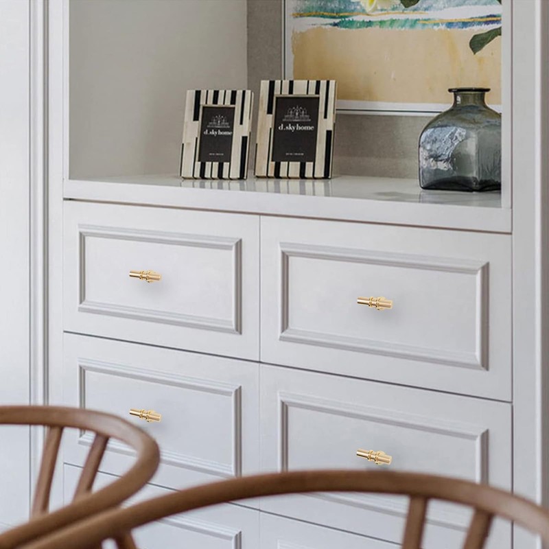 MOROBOR Brushed Brass Single Hole Knob, 10pcs Modern Style T