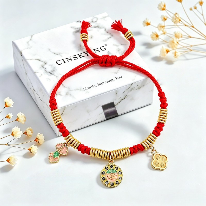 CINSKYING Fengshui String Braided Bracelet with Lucky Charms (W1)