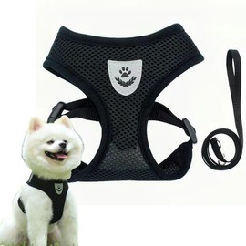 Step-in Dog Harness Adjustable Reflective Soft Dog Harness Breathable Vest Seat Belt for Medium Dogs (M)