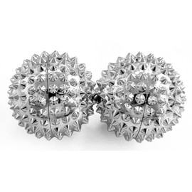 2x DBT Skills Igelball | Magnetischer Hochstress Akupressurball | zum Stressabbau oder zur Massage | gegen Anspannung und für mehr Beweglichkeit und Konzentration (Silber)