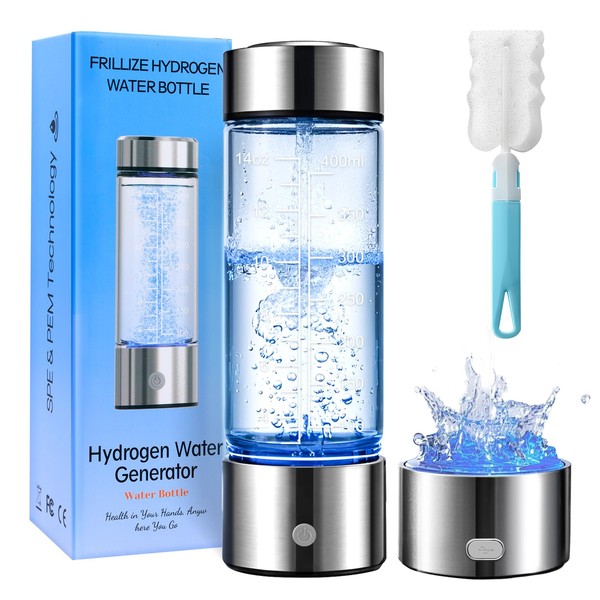 Frillize Hydrogen Water Bottle -420ml, 3-Minute Portable Electrolysis Hydrogen Generator