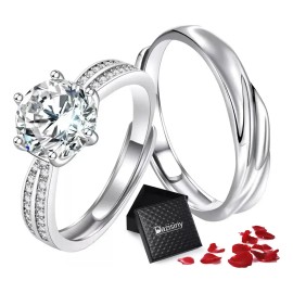 Pack de Anillos Dazisiny para Pareja, de Promesa y Compromiso Ajustables