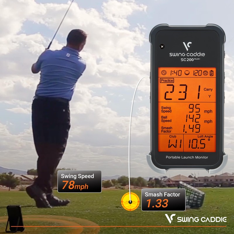 Voice Caddie SC200Plus ポータブルゴルフローンチモニター スイングアナライザー リアルタイムショットデータトラッキング付き バッテリー寿命12時間