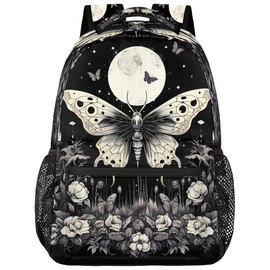 Peaom Retro Butterfly Moon Flower Backpack for Kids Women Men School Backpacks Girls Boys Adults Bookbag Laptop Computer Back Pack Casual Daypack