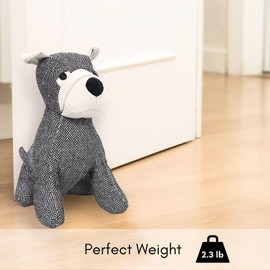 Decorative Dog Door Stop - 2.3 lb. Weighted Door Stopper for Living Room, Bedroom or Office - Adorable Puppy Design - Durable and Stylish Door Holder (Black & White)