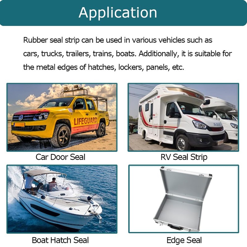 Tintvent Car Door Seal Strip, Fit 1/8" Edge, Rubber Trim