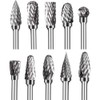 ANCLLO 10pcs Double Cut Tungsten Steel Solid Carbide Rotary Burrs