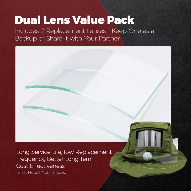OKQX 2-Pack Sandblasting Hood Replacement Lens - 4mm Tempered Glass