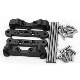 Aluminum Alloy Suspension Hanger Lower Arm Mount Set Front Rear Upgrade Parts for Arrma 1/5 Kraton 8S Outcast 8S,Replace#ARA330556#ARA330594#ARA330588#ARA330557 (Black)