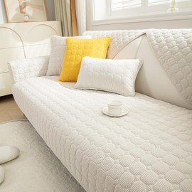 JIAN YA NA Sectional Couch Cover, Corduroy Sofa Slipcover for Pets and Kids, Anti-Slip Washable Furniture Protector for 3-Cushion Couch, Loveseat, Recliner, L-Shaped Sofa, Armrest & Backrest (1 Piece)